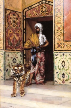 The Pashas Favourite Tiger Arabian painter Rudolf Ernst Oil Paintings